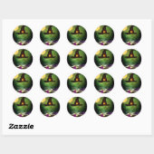 Sticker Rond Magic Casquette & Magic Spell Book Whimsical Fun P (Feuille)