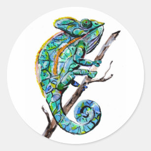 Sticker Rond Magic Chameleon