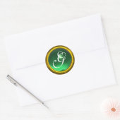 Sticker Rond MAGIC JADE MONOGRAS vert vif vert vif jaune (Enveloppe)