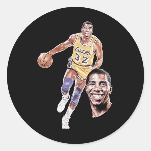 Sticker Rond Magic Johnson Art Graphic (Devant)