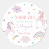 Sticker Rond Magic Pastel Unicorn Rainbow Birthday Party (Devant)