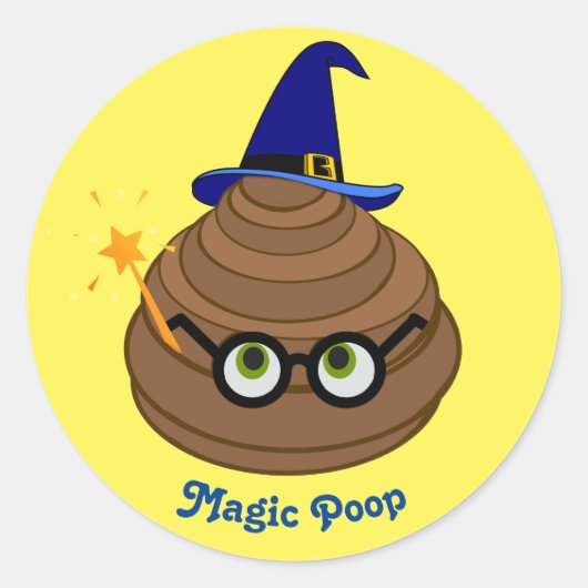 Sticker Rond Magic Poop Emoji (Devant)