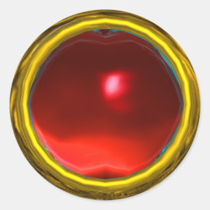 Sticker Rond MAGIC RUBY, jaune rouge vif
