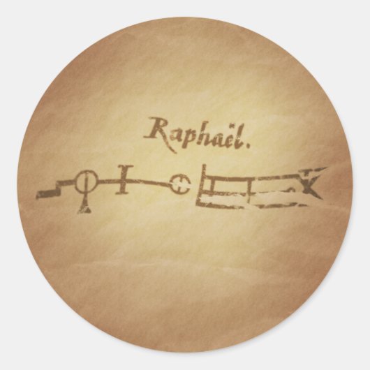 Sticker Rond Magic Seal Angel Raphael Protection Charmes magiqu (Devant)