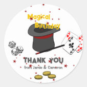 Sticker Rond Magic Show Joint Anniversaire Merci de noms (Devant)