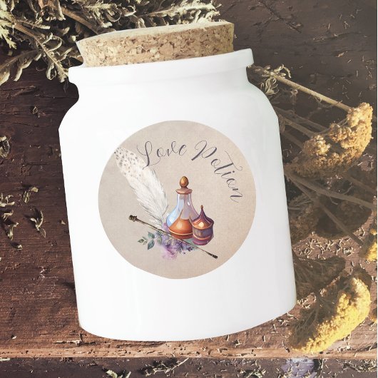 Sticker Rond Magic Wizard Watercolor Love Potion