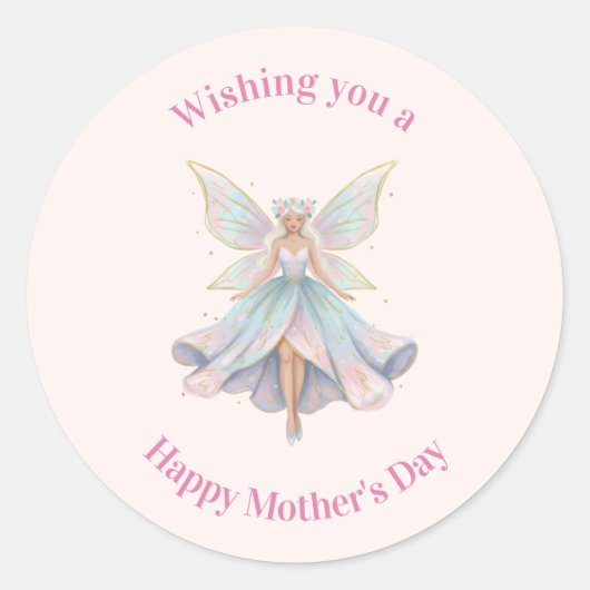 Sticker Rond Magical Angel Fairy Pastel Colors Mother's Day (Devant)