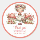 Sticker Rond Magical Fairy 4th Birthday Pastel Pink Thank You  (Devant)