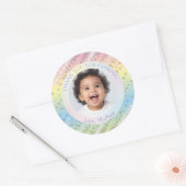 Sticker Rond Magical Rainbow Stars Merci photo pour venir (Enveloppe)