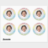 Sticker Rond Magical Rainbow Stars Merci photo pour venir (Feuille)