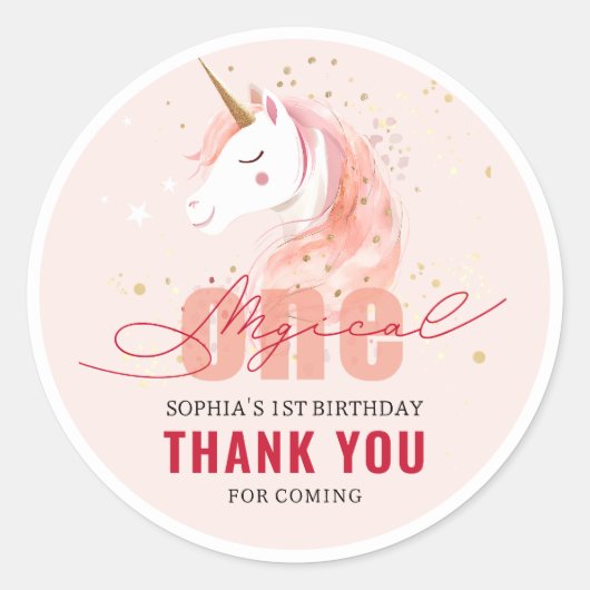 Sticker Rond Magical Unicorn First Birthday (Devant)