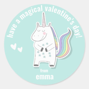 Sticker Rond Magical Valentine's Day - Cute Kids Unicorn