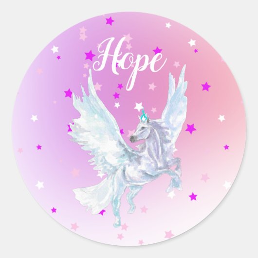 Sticker Rond Magical white unicorn (Devant)