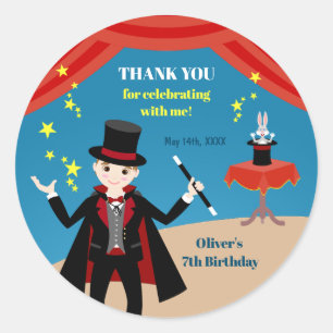 Sticker Rond Magicien Boy Show Fête d'anniversaire