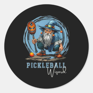 Sticker Rond Magicien de pickleball art de sport fantaisiste dr