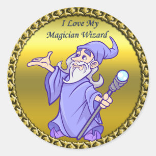 Sticker Rond Magicien magique de pourpre de sorcière de