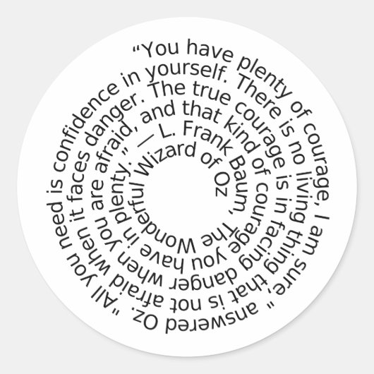 Sticker Rond Magicien Oz costume de citation courage (Devant)