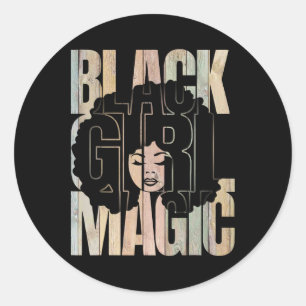 Sticker Rond Magie de la fille noire Mois de l'histoire des Noi