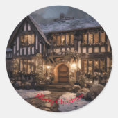Sticker Rond Magie de Noël rustique (Devant)