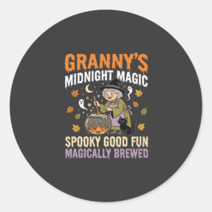 Sticker Rond Magie du Chaudron de Mamie Halloween