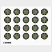 Sticker Rond Magie du Pentacle Doré Fractales (Feuille)