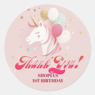 Sticker Rond Magique 1er Anniversaire Unicorn