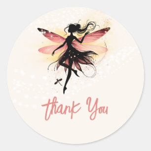 Sticker Rond Magique enchantée Fée silhouette enfants merci