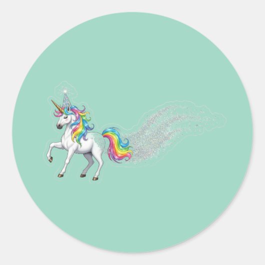 Sticker Rond Magique Unicorn fête d'anniversaire (Devant)