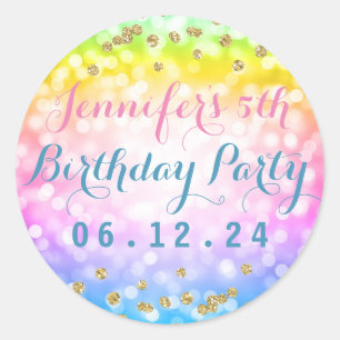 Sticker Rond Magique Unicorn Rainbow Baby Anniversaire de enfan