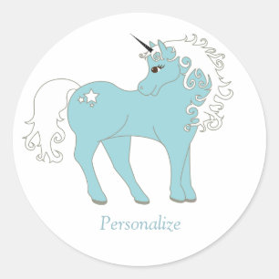 Sticker Rond Magique Unicorne mignonne & adorable avec étoile