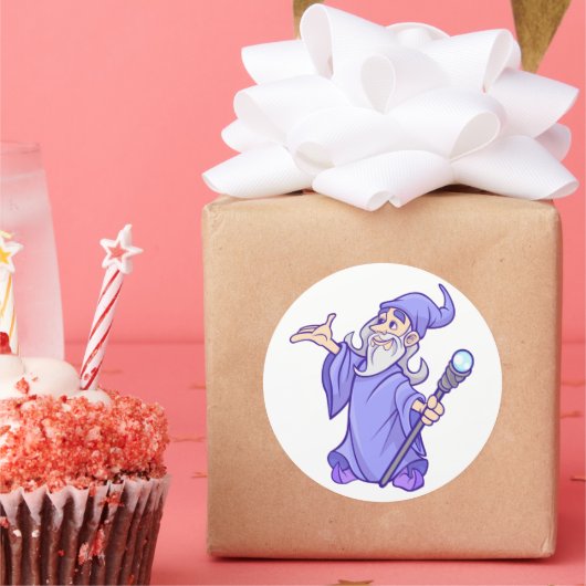 Sticker Rond Magique violet sorcière magicien sorcière (Fête)