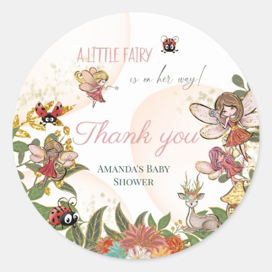 Sticker Rond Magique Whimsical Enchanted Forest Fairy Ladybug (Devant)