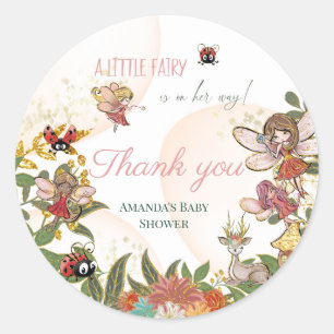 Sticker Rond Magique Whimsical Enchanted Forest Fairy Ladybug