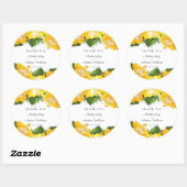 Sticker Rond Magnifique Art de Fleur d'Hibiscus Jaune Merci (Feuille)