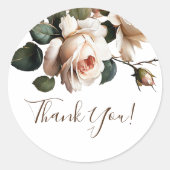 Sticker Rond Magnifique Bleu Rose Mariage de l'huile Beige (Devant)