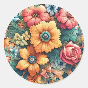 Sticker Rond Magnifique bouquet de fleurs