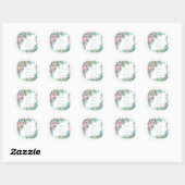 Sticker Rond Magnifique Bouquet Floral Aquarelle Pastel (Feuille)