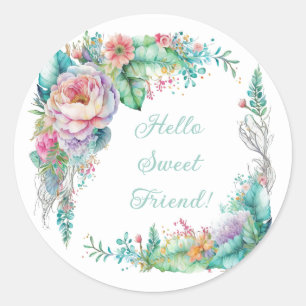 Sticker Rond Magnifique Bouquet Floral Aquarelle Pastel