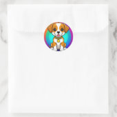 Sticker Rond Magnifique Cartoon Puppy (Sac)