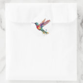 Sticker Rond Magnifique colibri arc-en-ciel avec effet Splatter (Sac)