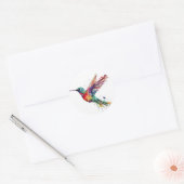Sticker Rond Magnifique colibri arc-en-ciel avec effet Splatter (Enveloppe)