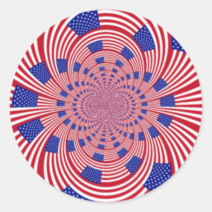 Sticker Rond Magnifique Drapeau des États-Unis Kaleidoscope