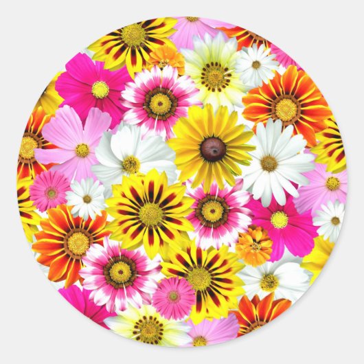 Sticker Rond Magnifique fleurs rose jaune Accessoires motifs (Devant)