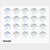 Sticker Rond Magnifique Hydrangea Bleu Floral Script Merci (Feuille)