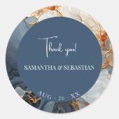 Sticker Rond Magnifique Indigo Blue et Gold Abstrait (Devant)