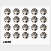 Sticker Rond Magnifique loup visage photo accessoires d'impress (Feuille)