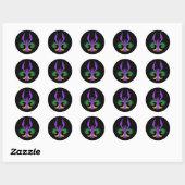 Sticker Rond Magnifique Mardi Gras Fleur Lis Crawfish Nouvelle- (Feuille)