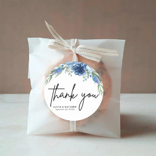 Sticker Rond Magnifique mariage floral bleu poussiéreux