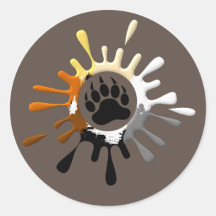 Sticker Rond Magnifique Patte d'Ours Splash Fierté d'Ours Coule