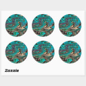 Sticker Rond Magnifique Style Marbre - Paradis (Feuille)